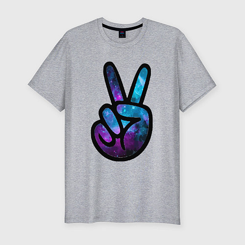 Мужская slim-футболка Space peace / Меланж – фото 1