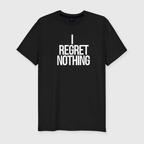 Мужская slim-футболка Postal I regret nothing / Черный – фото 1