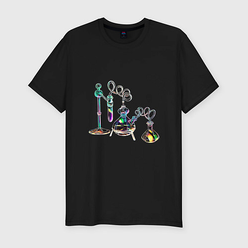 Мужская slim-футболка Стеклянные колбочки / Черный – фото 1