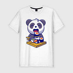 Мужская slim-футболка Панда и суши