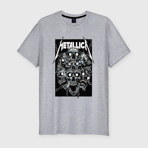 Мужская slim-футболка Metallica - skulls / Меланж – фото 1