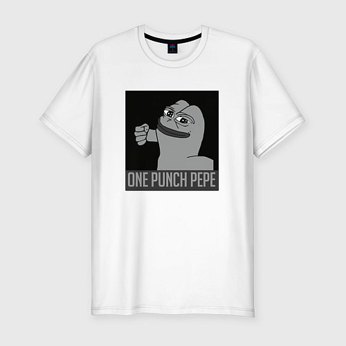 Мужская slim-футболка One punch pepe / Белый – фото 1