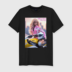 Футболка slim-fit Barbie racing - ai art, цвет: черный