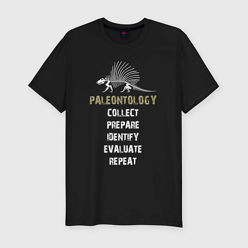 Мужская slim-футболка Paleontology dimetrodon / Черный – фото 1