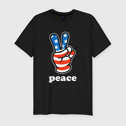 Мужская slim-футболка USA peace / Черный – фото 1