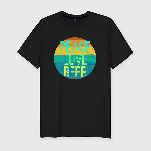 Мужская slim-футболка Peace love beer / Черный – фото 1