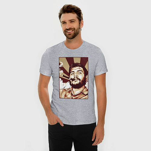 Мужская slim-футболка Эрнесто - портрет / Меланж – фото 3
