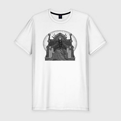 Мужская slim-футболка Трон со скелетом чб