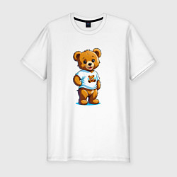Мужская slim-футболка Медвежонок в футболке