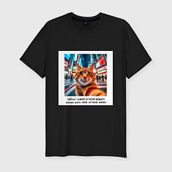 Мужская slim-футболка Рыжий кот: момент начать жить свою лучшую жизнь