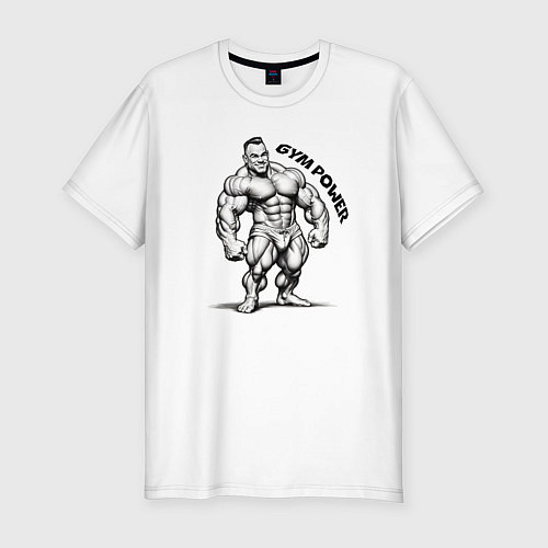 Мужская slim-футболка Gym power энергия зала / Белый – фото 1