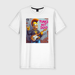 Футболка slim-fit Homer Simpson - punks not dead, цвет: белый