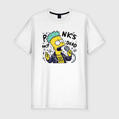 Мужская slim-футболка Bart Simpson - punks not dead / Белый – фото 1