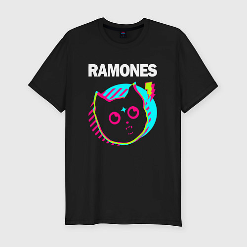 Мужская slim-футболка Ramones rock star cat / Черный – фото 1