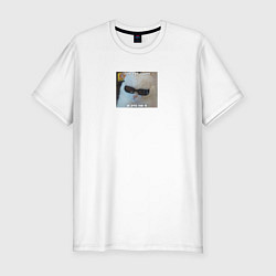 Мужская slim-футболка Кот мем - и это не я