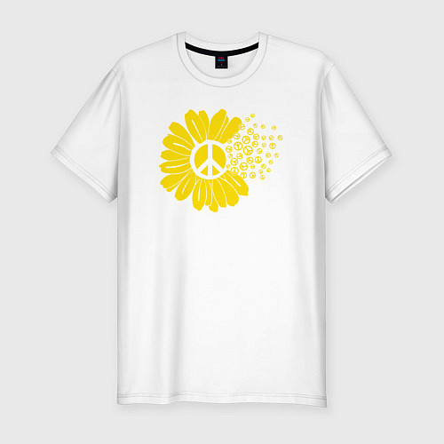 Мужская slim-футболка Цветок мира / Белый – фото 1