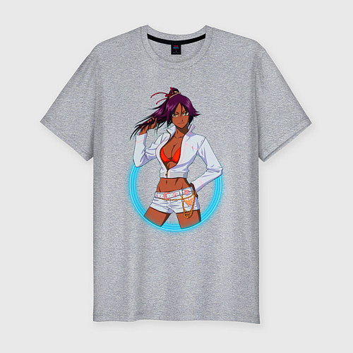 Мужская slim-футболка Йоруичи Шихоин из аниме и манги Блич / Меланж – фото 1