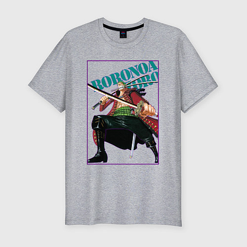 Мужская slim-футболка Ророноа Зоро из аниме One Piece / Меланж – фото 1