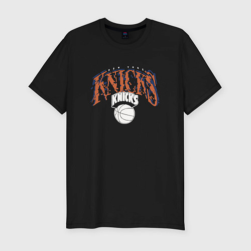 Мужская slim-футболка New York knicks suga glitch NBA / Черный – фото 1