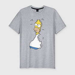 Мужская slim-футболка Гомер в кустах