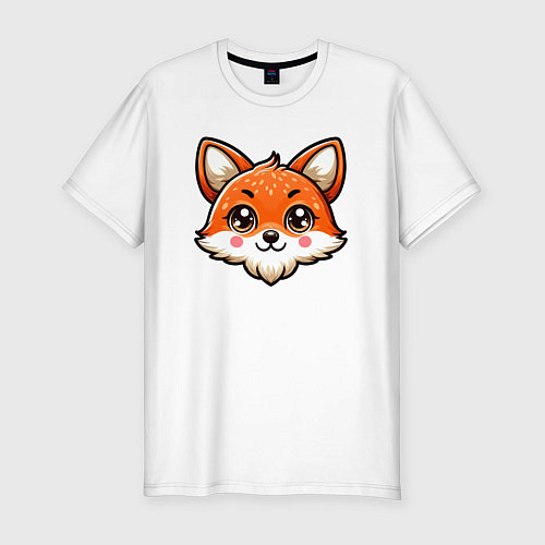 Мужская slim-футболка Мордочка лисы / Белый – фото 1