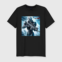 Футболка slim-fit Mass Effect - N7 ai art, цвет: черный