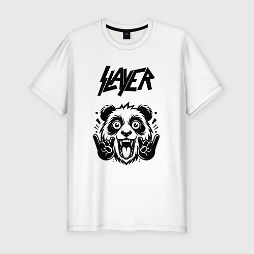 Мужская slim-футболка Slayer - rock panda / Белый – фото 1