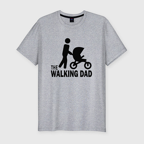 Мужская slim-футболка The walking dad with child / Меланж – фото 1