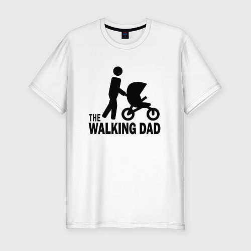 Мужская slim-футболка The walking dad with child / Белый – фото 1