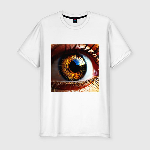 Мужская slim-футболка Золотой карий глаз в стиле стимпанк / Белый – фото 1