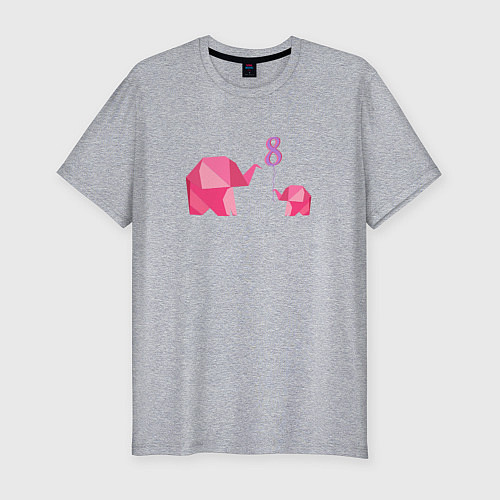 Мужская slim-футболка Дочка поздравляет маму с 8 марта / Меланж – фото 1