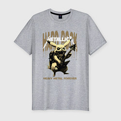 Футболка slim-fit Metallica на фоне тяжёлого рока от Пикачу, цвет: меланж