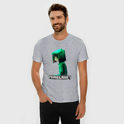 Футболка slim-fit Minecraft девушка с зелеными волосами, цвет: меланж — фото 2