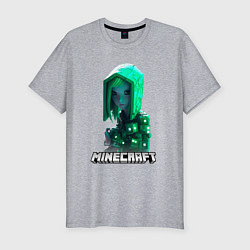 Футболка slim-fit Minecraft зеленая девушка, цвет: меланж