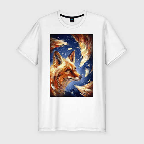 Мужская slim-футболка Лисий хвост плутовки / Белый – фото 1