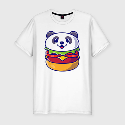Мужская slim-футболка Панда бургер / Белый – фото 1