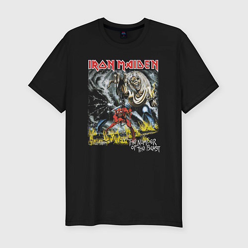 Мужская slim-футболка Iron Maiden The Number Of The Beast 666 / Черный – фото 1