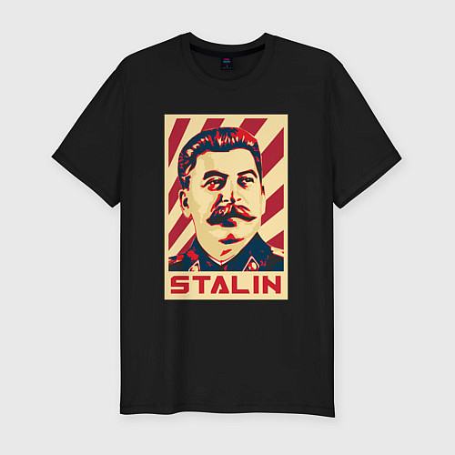 Мужская slim-футболка Stalin face / Черный – фото 1