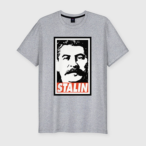 Мужская slim-футболка USSR Stalin / Меланж – фото 1