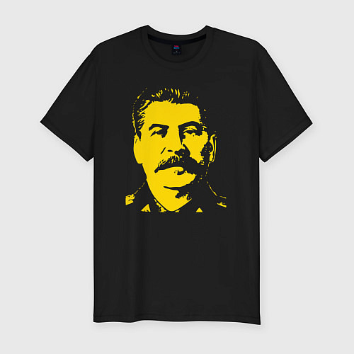 Мужская slim-футболка Yellow Stalin / Черный – фото 1