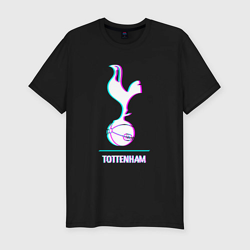 Мужская slim-футболка Tottenham FC в стиле glitch / Черный – фото 1