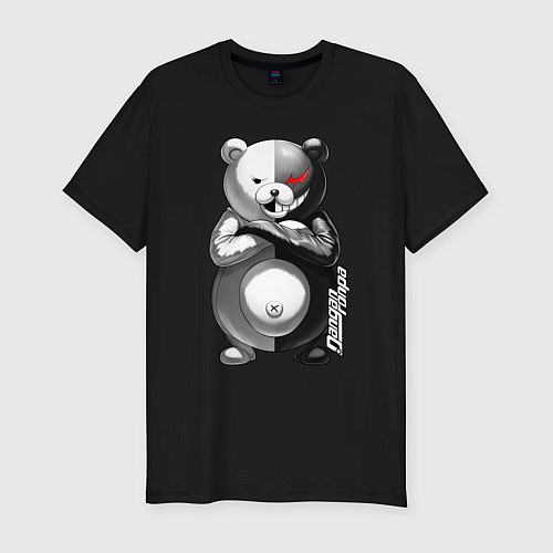 Мужская slim-футболка Монокума - Danganronpa / Черный – фото 1