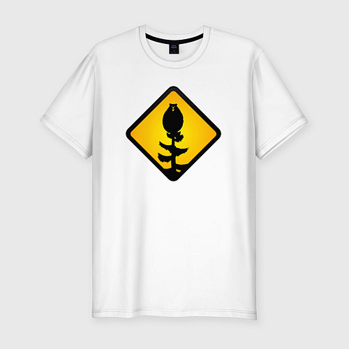 Мужская slim-футболка Знаки опасности: медведь-сова / Белый – фото 1