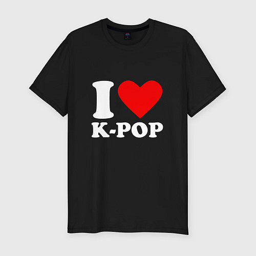 Мужская slim-футболка Я люблю k-pop / Черный – фото 1