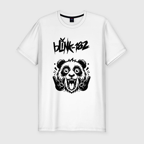 Мужская slim-футболка Blink 182 - rock panda / Белый – фото 1