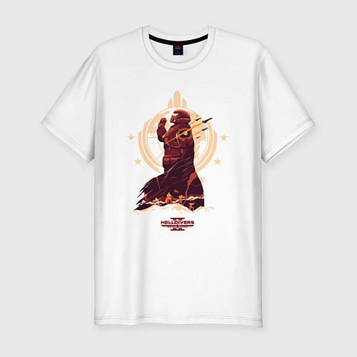 Мужская slim-футболка Helldivers 2: Paratroopers Symbol / Белый – фото 1