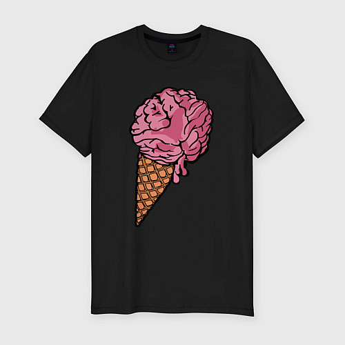 Мужская slim-футболка Brain ice cream / Черный – фото 1