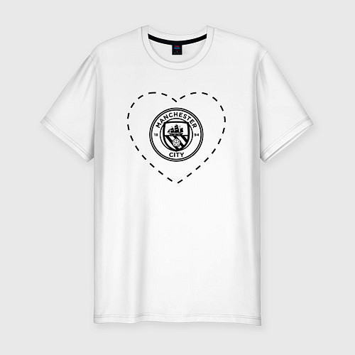Мужская slim-футболка Лого Manchester City в сердечке / Белый – фото 1