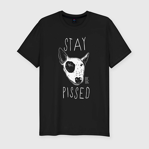 Мужская slim-футболка Stay dog pissed / Черный – фото 1