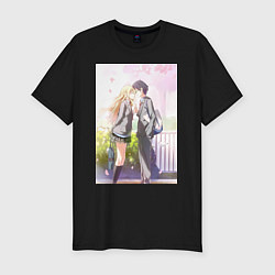 Мужская slim-футболка Твоя апрельская ложь Косэй Арима Каори Миядзоно